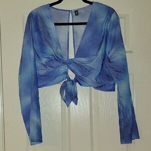 H&M Sky Blue Tie-Front Blouse